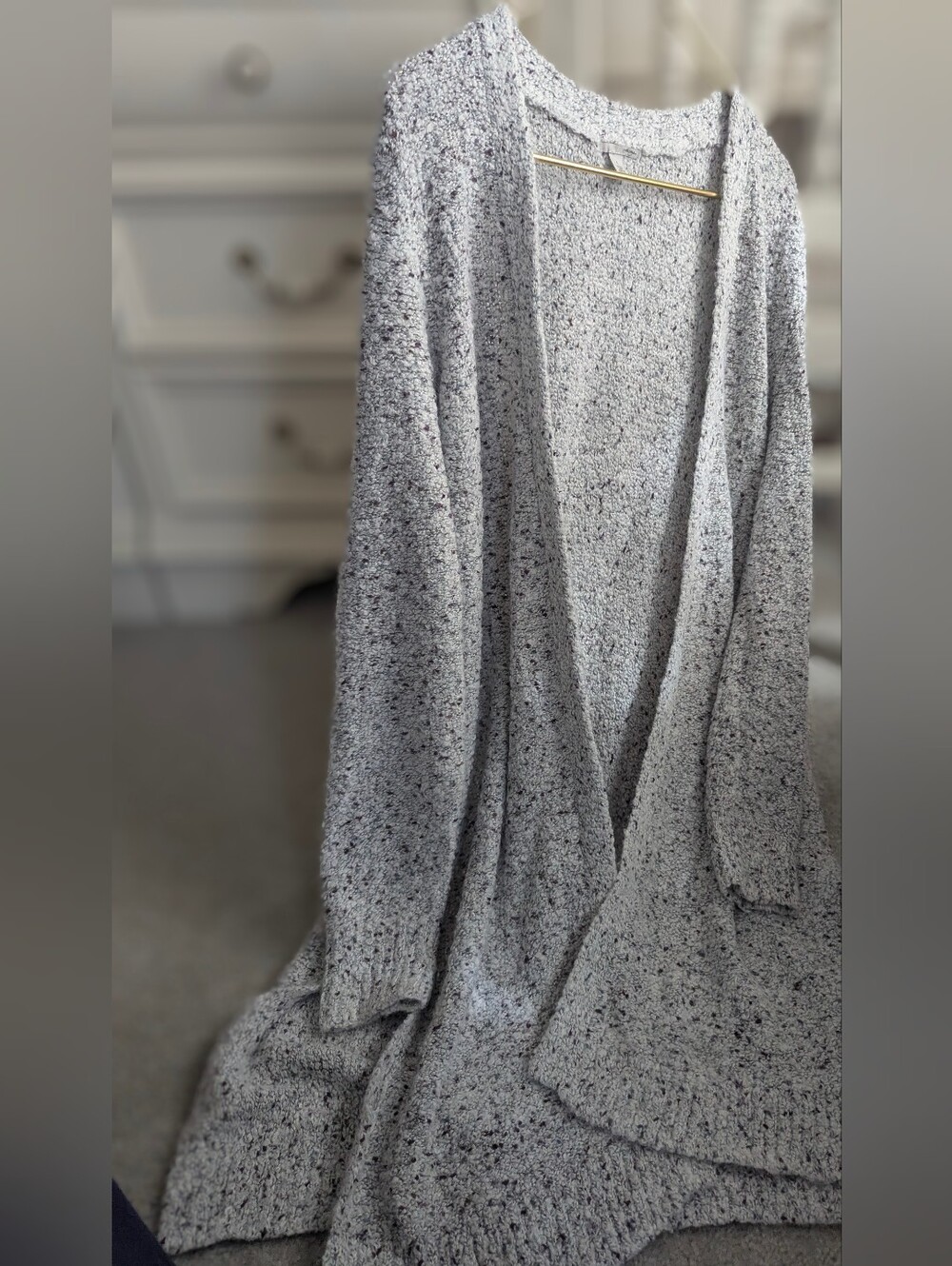 Halogen long open-front cardigan sweater (S)